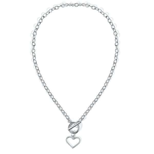 Silver-Plated Open Heart Toggle Pendant Necklace Online now