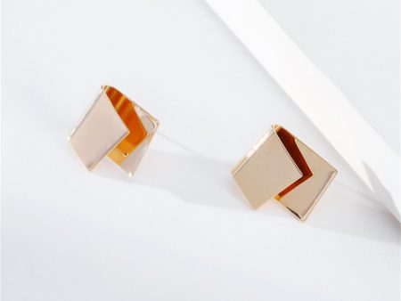 18K Gold-Plated Folded Geometric Stud Earrings Fashion