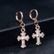 18K Rose Gold-Plated Cross Drop Earrings Online Sale