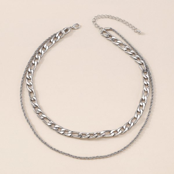 Silver-Plated Curb-Chain & Rope-Chain Layered Necklace Fashion