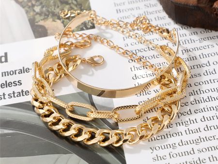 18K Gold-Plated Cable Chain Bracelet Set Hot on Sale