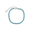 Blue Enamel & Silver-Plated Box Chain Anklet For Cheap