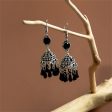 Black Acrylic & Silver-Plated Boho Tassel Drop Earrings Supply