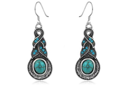 Turquoise & Blue Cubic Zirconia Silver-Plated Braided Drop Earrings Discount