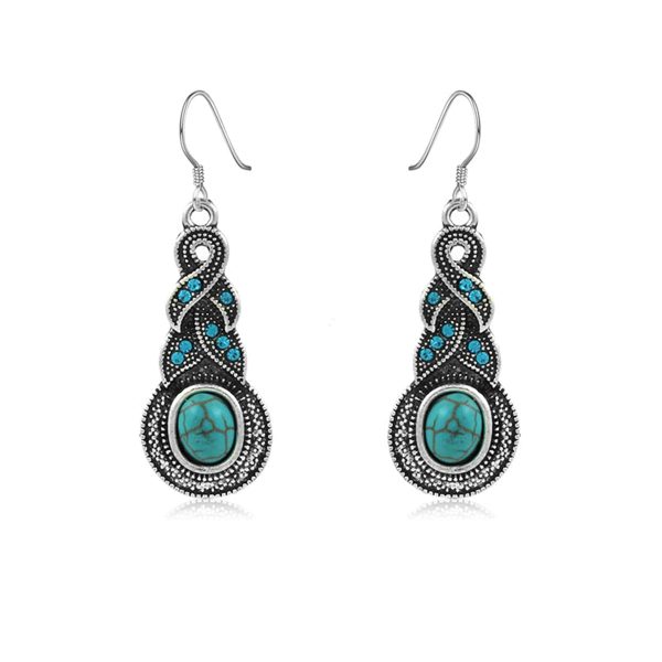 Turquoise & Blue Cubic Zirconia Silver-Plated Braided Drop Earrings Discount