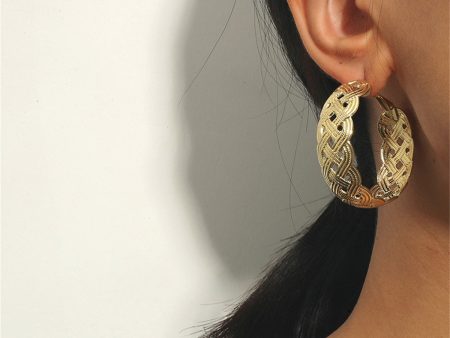 18K Gold-Plated Weaving Hoop Earrings For Discount