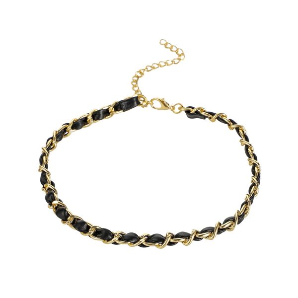 18K Gold-Plated & Black Polystyrene Cable Chain Choker Online Sale