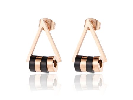 Black Acrylic & 18K Rose Gold-Plated Triangle Stud Earrings Online Sale