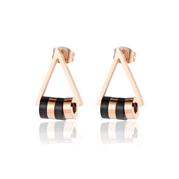 Black Acrylic & 18K Rose Gold-Plated Triangle Stud Earrings Online Sale