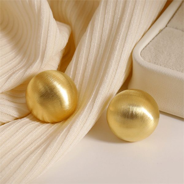 18K Gold-Plated Frosted Round Stud Earrings Online