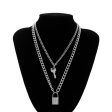 Silver-Plated Lock & Key Layered Pendant Necklace For Discount