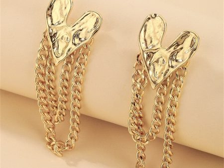 18K Gold-Plated Heart Chain Drop Earrings For Discount