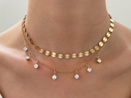 18K Gold-Plated & Cubic Zirconia Sequin Station Necklace Fashion