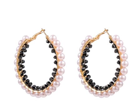 Black Acrylic & Pearl 18K Gold-Plated Hoop Earrings Online now