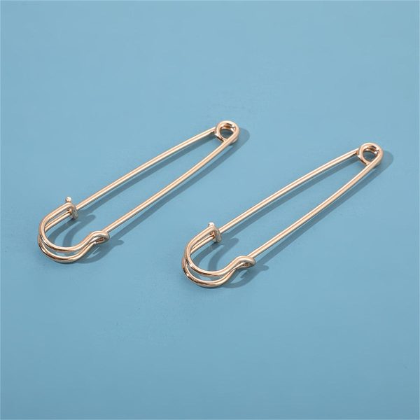 18K Gold-Plated Openwork Safety Pin Drop Earrings Fashion