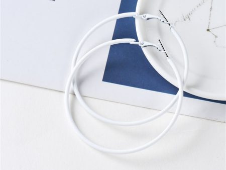 White Enamel & Silver-Plated Hoop Earrings For Sale