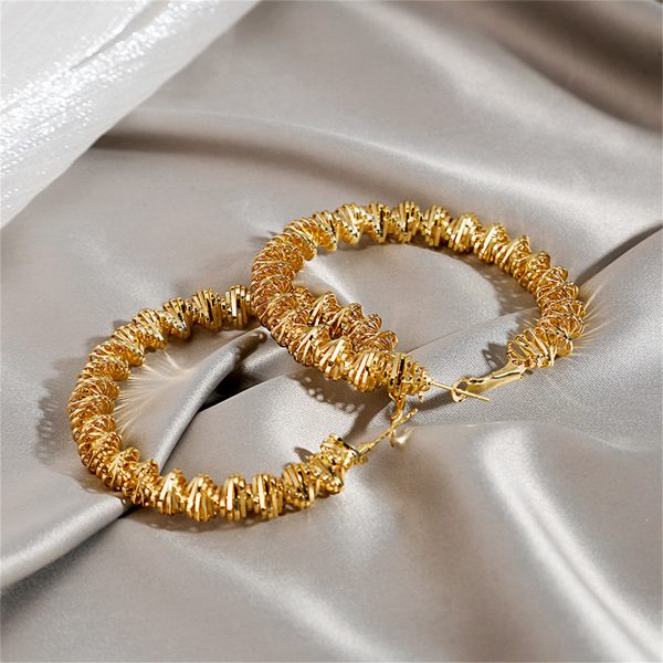 18K Gold-Plated Twist Hoop Earring For Discount