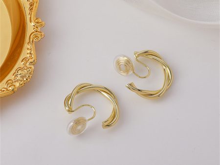 18K Gold-Plated Twine Clip-On Earrings For Sale