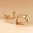 18K Gold-Plated Textured Wide Huggie Earrings Cheap