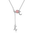 Strawberry Red Crystal & Cubic Zirconia Moon & Unicorn Pendant Necklace Cheap