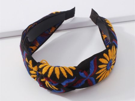 Black Sunflower Knot Hard Headband For Cheap