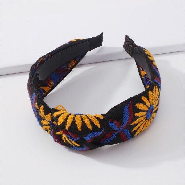 Black Sunflower Knot Hard Headband For Cheap