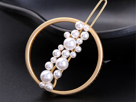 Pearl & 18K Gold-Plated Ring Hair Clip on Sale