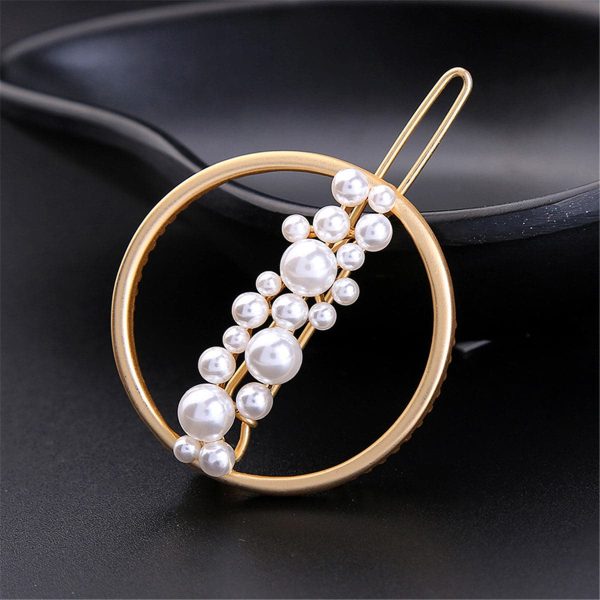 Pearl & 18K Gold-Plated Ring Hair Clip on Sale