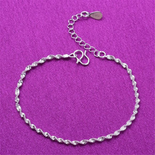 Silver-Plated Rope Chain Anklet Fashion