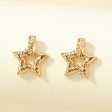 18K Gold-Plated Textured Star Drop Earrings For Sale