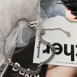 Stainless Steel  B  Cuban Chain Lariat Necklace Online