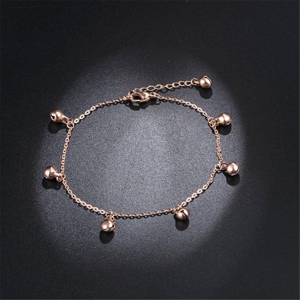 18K Rose Gold-Plated Bell Station Anklet Fashion