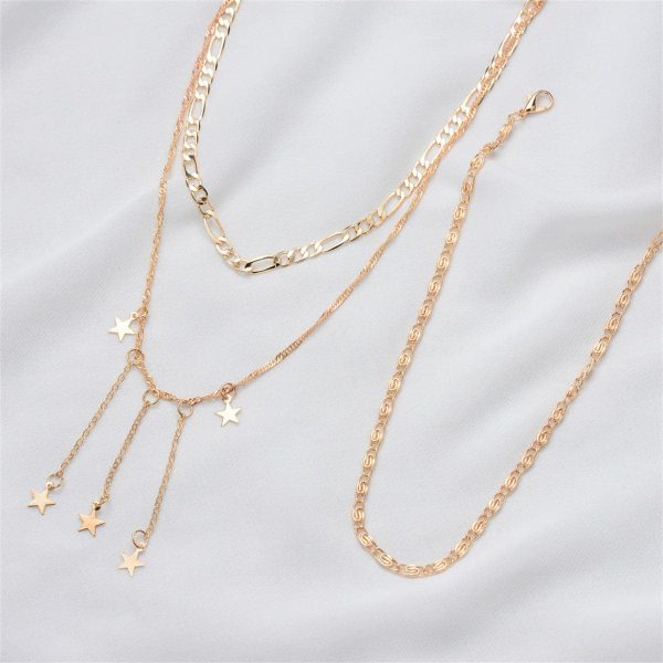 18K Gold-Plated Star Tassel Layered Pendant Necklace Hot on Sale