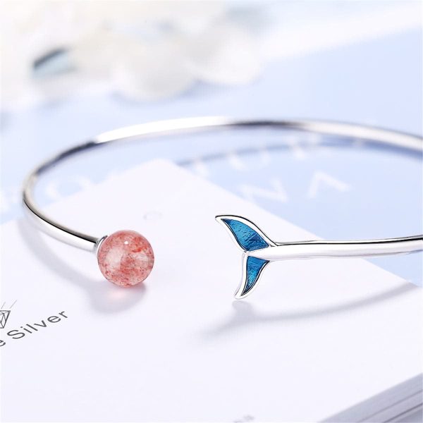 Strawberry Red Crystal & Silver-Plated Fish Tail Cuff Online