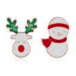 18K Gold-Plated & Multicolor Enamel Reindeer & Snowman Stud Earrings For Discount