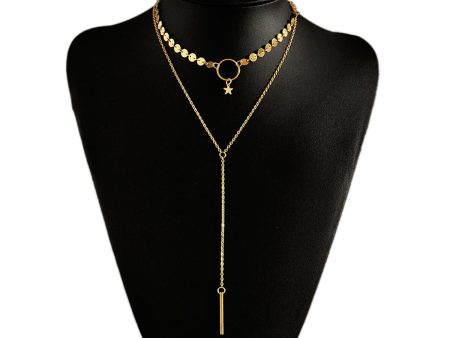 18K Gold-Plated Disc Star Layered Choker Necklace Online now