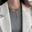 18K Gold-Plated  B  Cuban Chain Lariat Necklace Sale