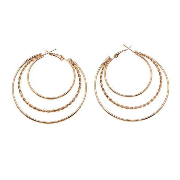 18K Gold-Plated Tri-Circle Hoop Earrings For Cheap