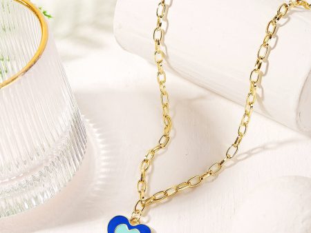 Blue Enamel & 18K Gold-Plated Heart Pendant Necklace Cheap