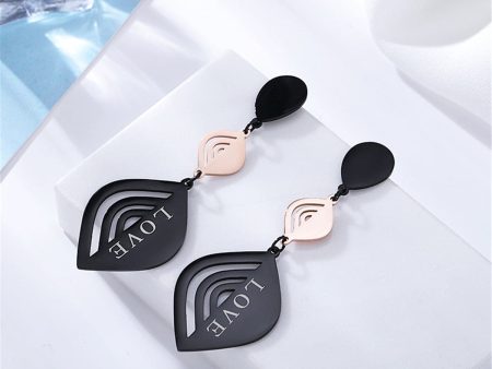 18K Rose Gold-Plated & Black  Love  Laurel Drop Earrings Supply