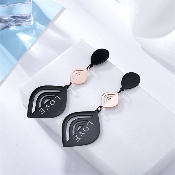 18K Rose Gold-Plated & Black  Love  Laurel Drop Earrings Supply