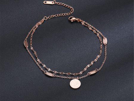 18K Rose Gold-Plated Coin Layer Anklet on Sale