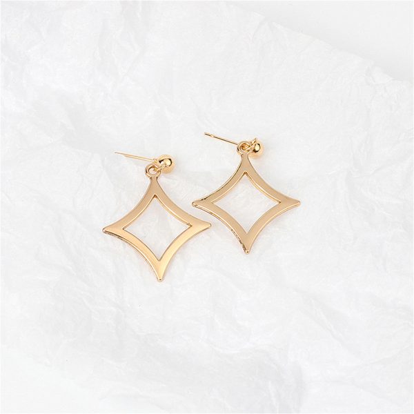 18K Gold-Plated Open Rhombus Drop Earrings For Discount