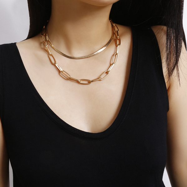 18K Gold-Plated Cable & Snake Chain Necklace Set Fashion