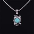 Turquoise & Cubic Zirconia Owl Pendant Necklace Fashion