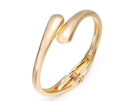 18K Gold-Plated Drop Bypass Hinge Bangle Hot on Sale