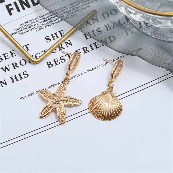 18K Gold-Plated Starfish & Shell Drop Earrings Discount