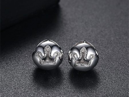 Silver-Plated Crown Openwork Huggie Earrings Hot on Sale