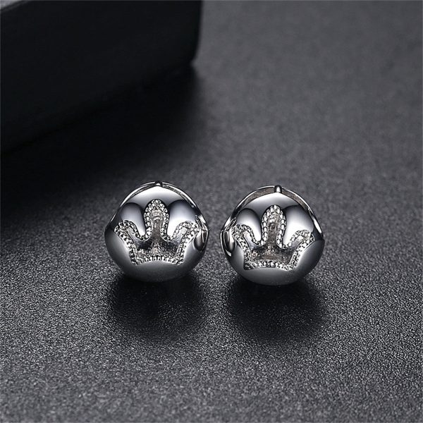 Silver-Plated Crown Openwork Huggie Earrings Hot on Sale