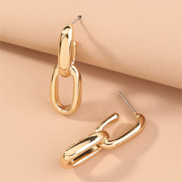 18K Gold-Plated Interlocked Cable Chain Drop Earrings Fashion